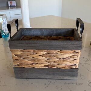 Woven Wood Basket with Handles